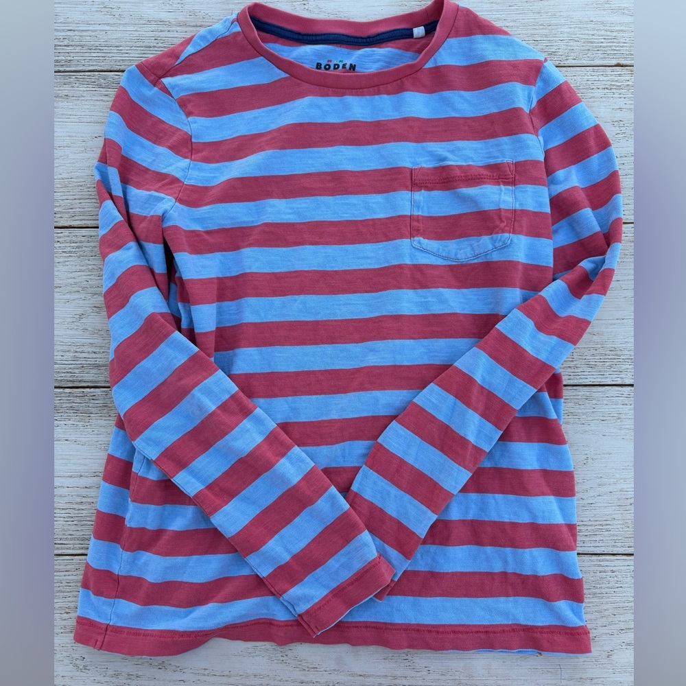Mini Boden Red and Blue Striped T-Shirt